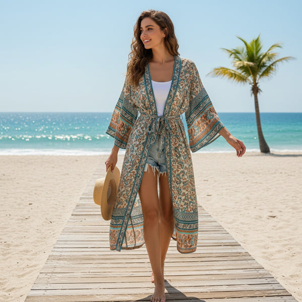 Kimono d'été Bohème Fleuri - Léger et Aérien pour Femme