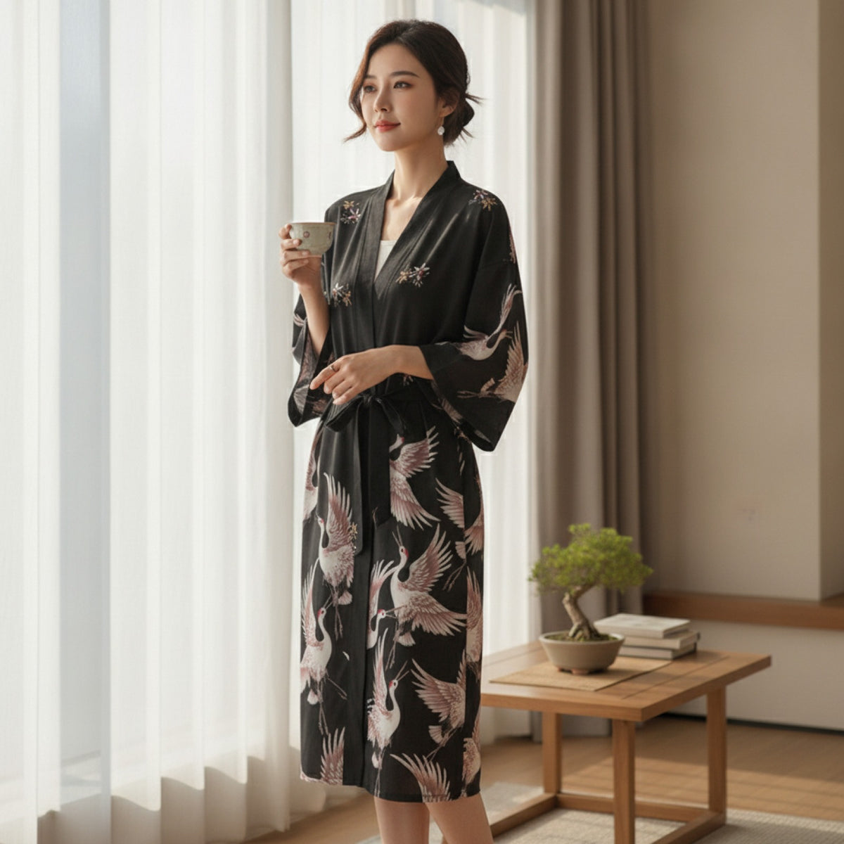Kimono Japonais Traditionnel Femme - Cardigan Long, Chemise Haori Geisha